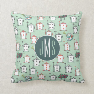 Alice In Wonderland Card Soldiers - Monogram Throw Pillow