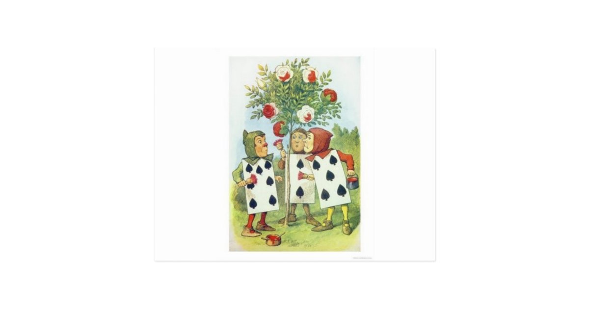 Alice In Wonderland Cards Painting Roses Red 2 Zazzle Com