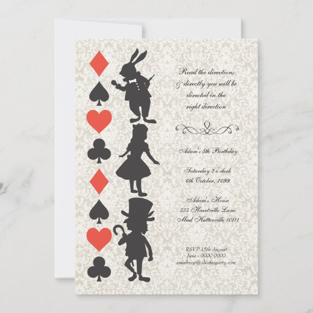 Alice in Wonderland Cards Tea Party Birthday (Front)