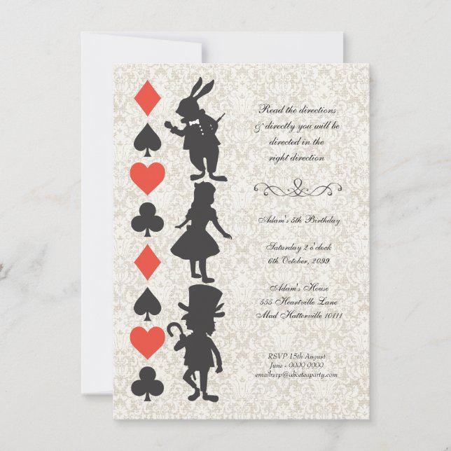 Alice in Wonderland Cards Tea Party Birthday (Front)