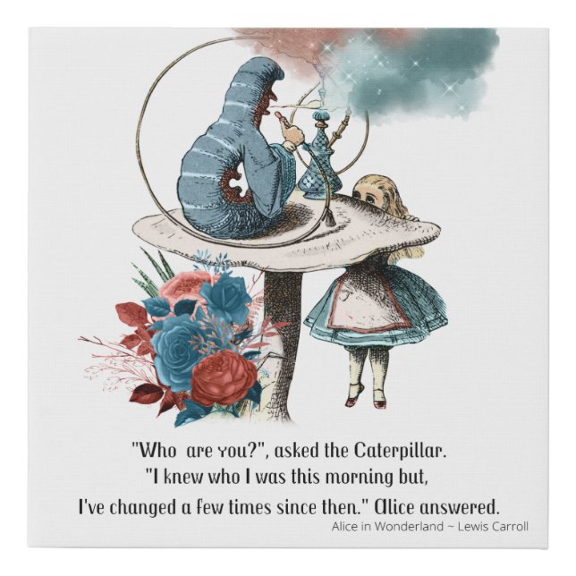 Alice in Wonderland caterpillar asks Who are you? Faux Canvas Print (Front)