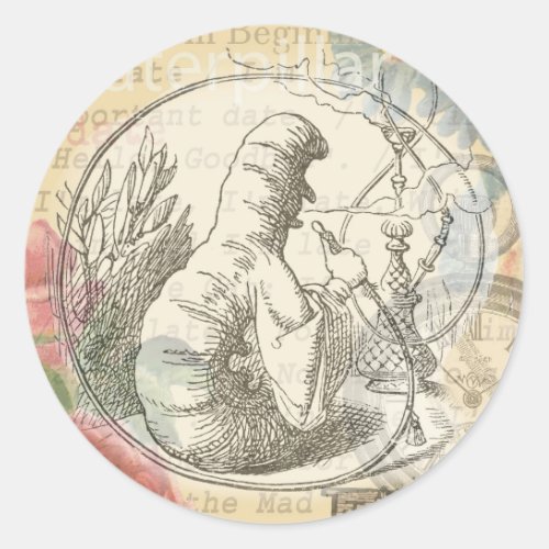 Alice in Wonderland Caterpillar Classic Round Sticker