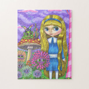 Alice in Wonderland, Caterpillar, Flowers Big Eye Jigsaw Puzzle