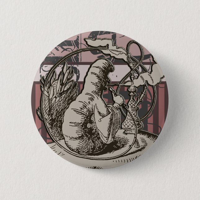 Alice In Wonderland Caterpillar Grunge (Pink) Button (Front)