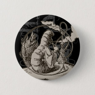Alice In Wonderland Caterpillar Grunge (Single) Button