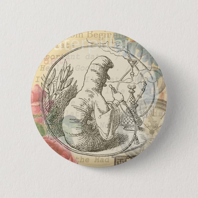 Alice in Wonderland Caterpillar: Original Tenniel  Button (Front)