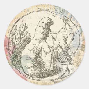 Alice in Wonderland Caterpillar: Original Tenniel  Classic Round Sticker