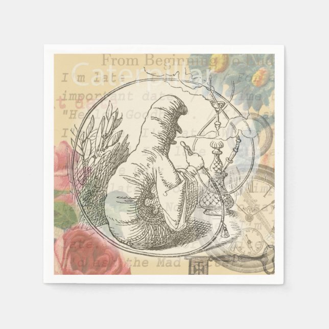 Alice in Wonderland Caterpillar: Original Tenniel  Napkins (Front)