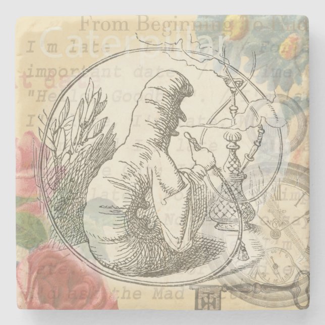 Alice in Wonderland Caterpillar: Original Tenniel  Stone Coaster (Front)