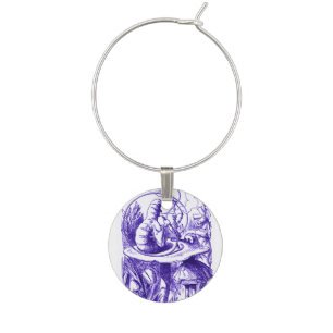 Alice in Wonderland Caterpillar Purple Wine Charm