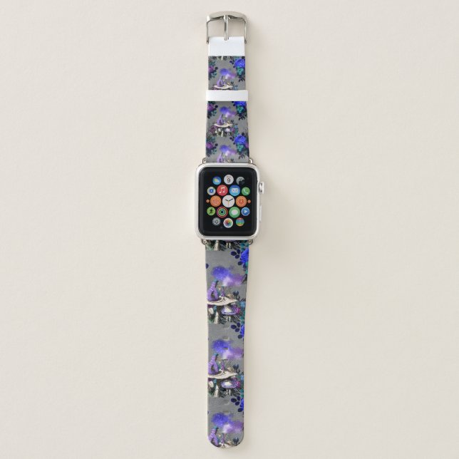 Alice in Wonderland Caterpillar Smoking Flowers Apple Watch Band (Front)