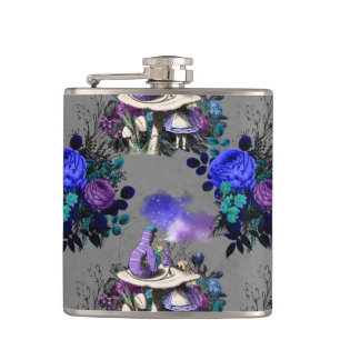 Alice in Wonderland Caterpillar Smoking Flowers Flask