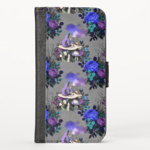 Alice in Wonderland Caterpillar Smoking Flowers iPhone X Wallet Case