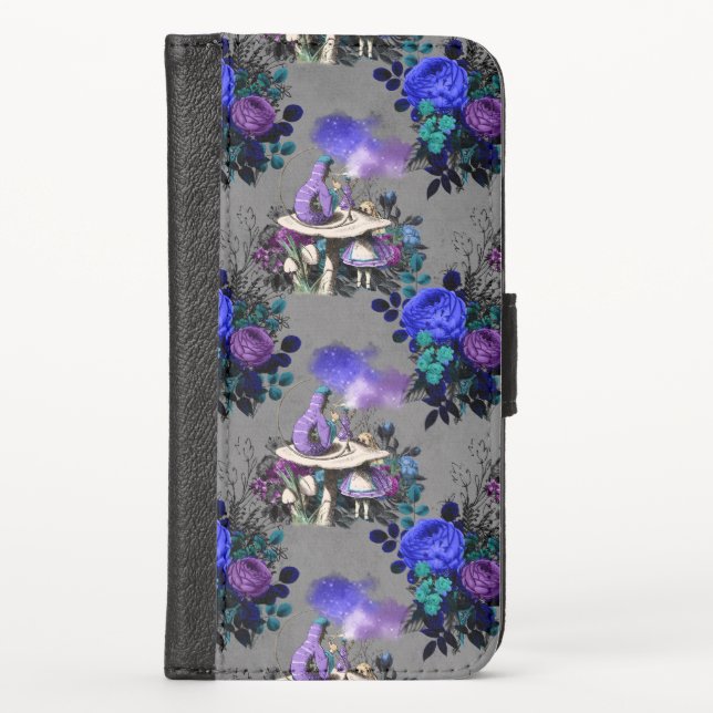 Alice in Wonderland Caterpillar Smoking Flowers iPhone Wallet Case (Front)