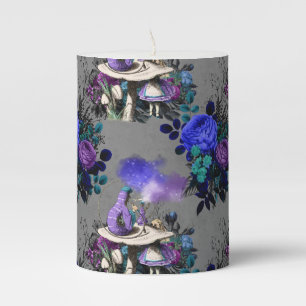 Alice in Wonderland Caterpillar Smoking Flowers Pillar Candle