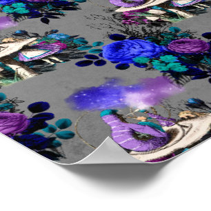 Alice in Wonderland Caterpillar Smoking Flowers Poster