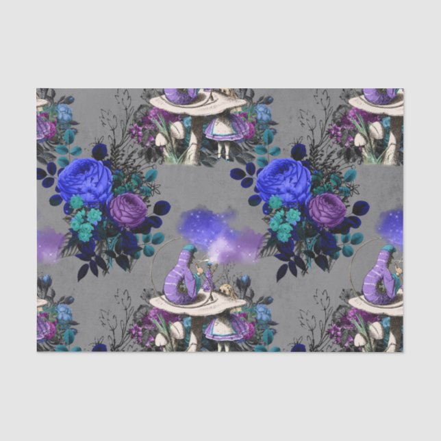 Alice in Wonderland Caterpillar Smoking Flowers Tissue Paper (Front)