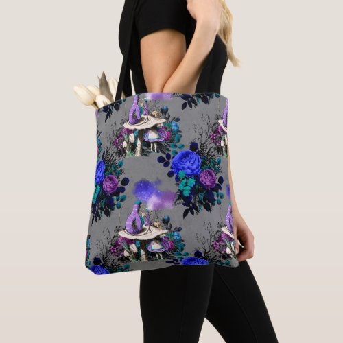 Alice in Wonderland Caterpillar Smoking Flowers Tote Bag