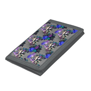 Alice in Wonderland Caterpillar Smoking Flowers Tri-fold Wallet