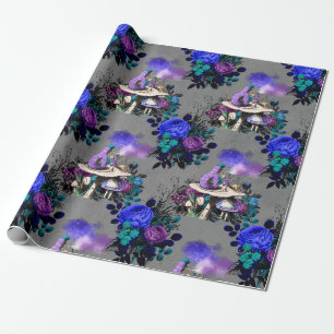 Alice in Wonderland Caterpillar Smoking Flowers Wrapping Paper