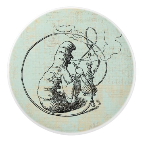 Alice in Wonderland Caterpillar Smoking Hookah Ceramic Knob