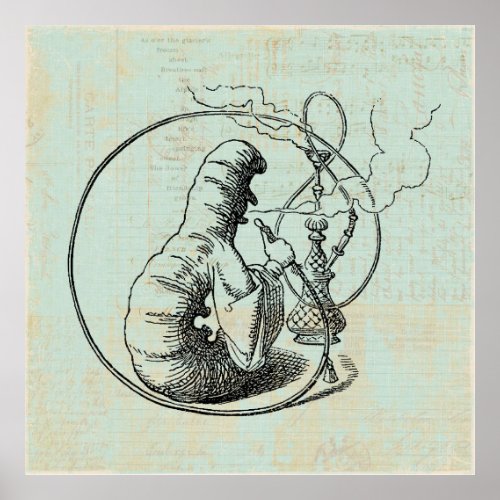 Alice in Wonderland Caterpillar Smoking Hookah Poster