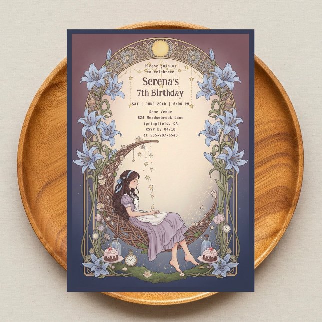 Alice in Wonderland Celestial Moon Birthday Invitation (Creator Uploaded)
