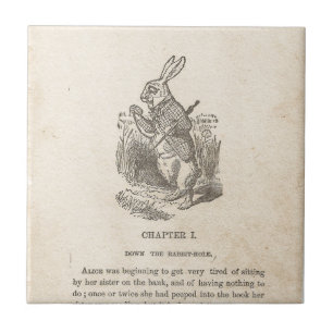 Alice In Wonderland, Chapter One, Down the Rabbit Ceramic Tile