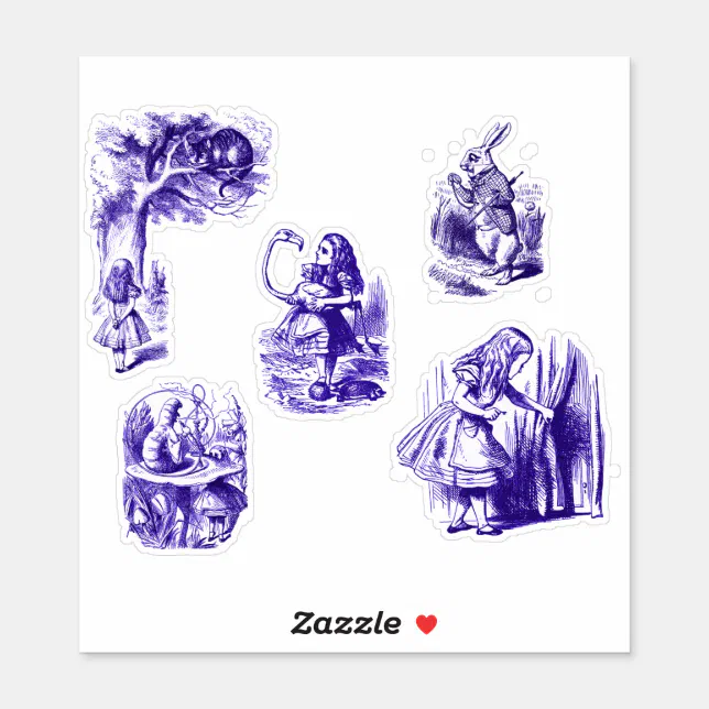 Alice in Wonderland Characters in Purple Stickers | Zazzle