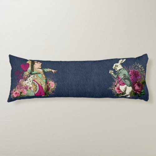 Alice in Wonderland Characters on Blue Denim Body Pillow