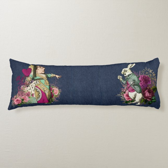 Alice in Wonderland Characters on Blue Denim Body Pillow (Front)