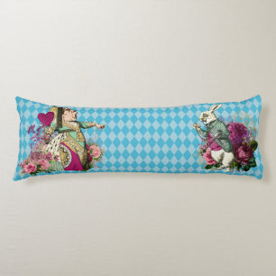 Alice in Wonderland Characters on Blue Harlequin Body Pillow
