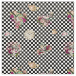 Alice in Wonderland Characters on Checkered Fabric