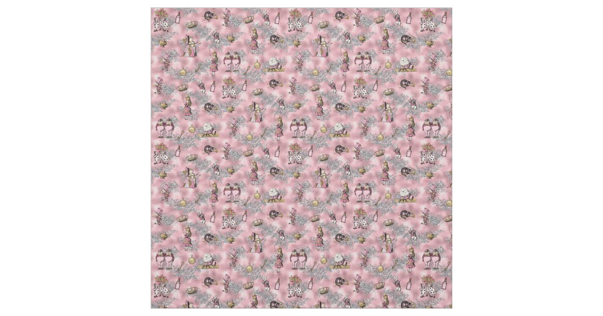 Alice in Wonderland characters on pink and glitter Fabric | Zazzle.com