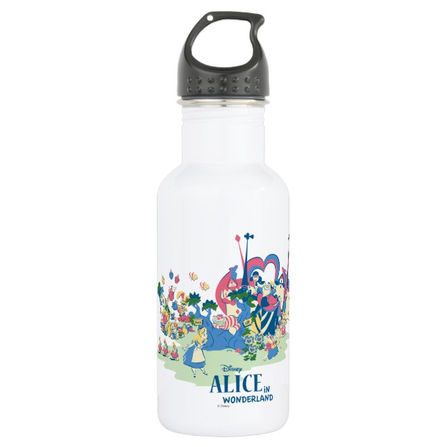 Alice in Wonderland Characters Stainless Steel Water Bottle (Front)