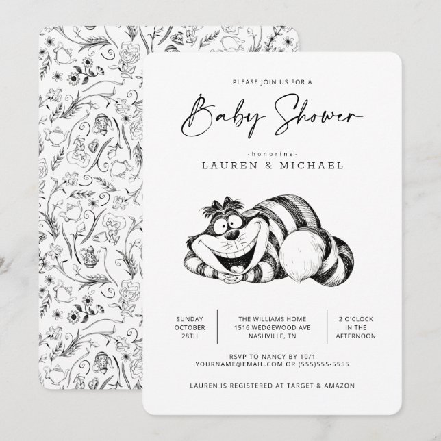 Alice in Wonderland - Cheshire Cat Baby Shower  Invitation (Front/Back)