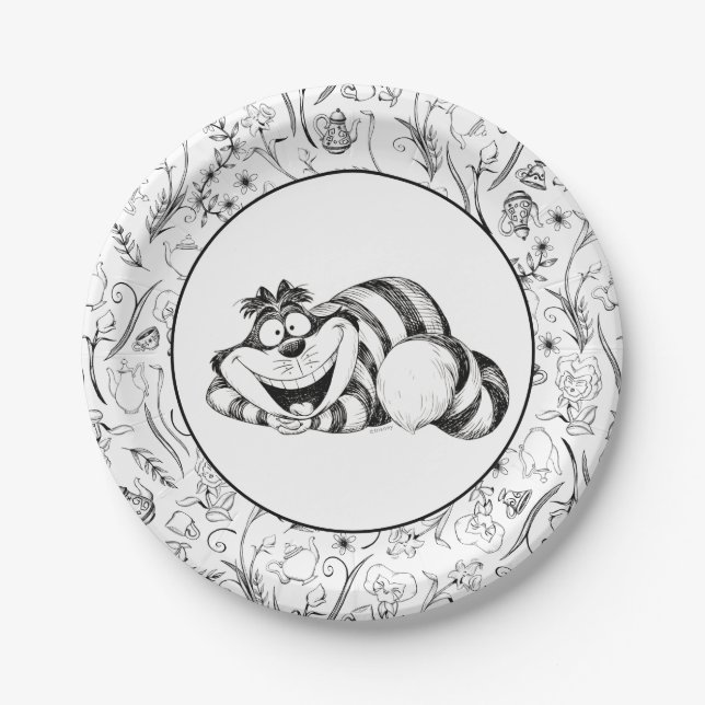 Alice in Wonderland - Cheshire Cat Baby Shower Paper Plates (Front)