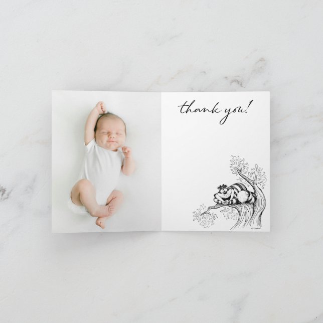 Alice in Wonderland - Cheshire Cat Baby Shower Thank You Card (Inside)