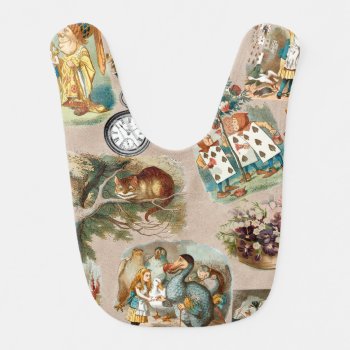 Alice In Wonderland Cheshire Cat Characters Baby Bib by antiqueart at Zazzle