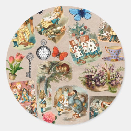 Alice in Wonderland Cheshire Cat Characters Classic Round Sticker