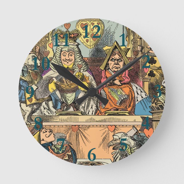Alice in Wonderland Cheshire Cat Characters Round Clock (Front)