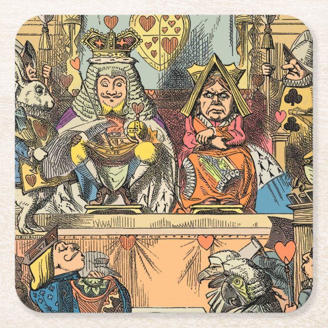 Alice in Wonderland Cheshire Cat Characters Square Paper Coaster (Front)