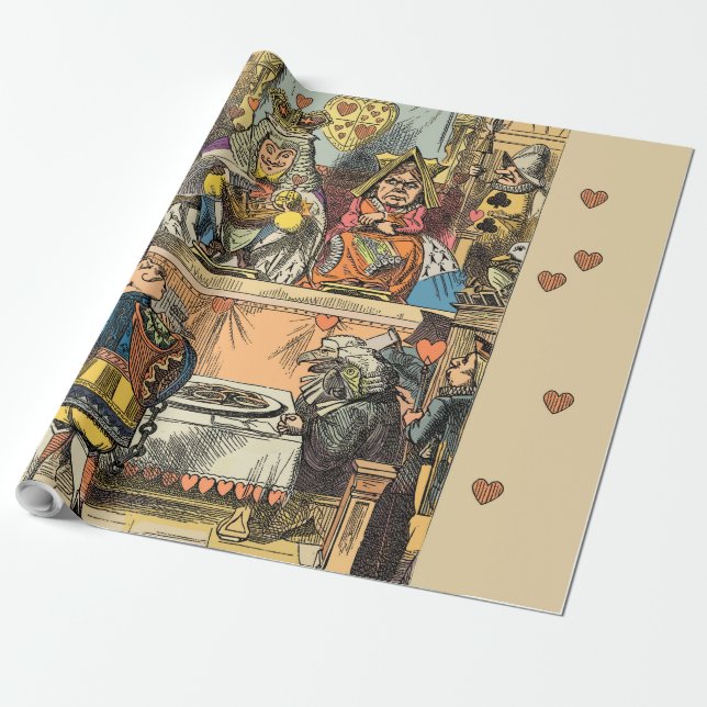 Alice in Wonderland Cheshire Cat Characters Wrapping Paper (Unrolled)