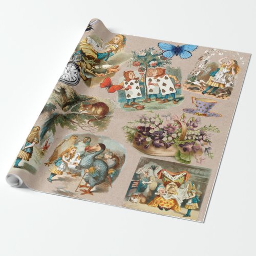 Alice in Wonderland Cheshire Cat Characters Wrapping Paper
