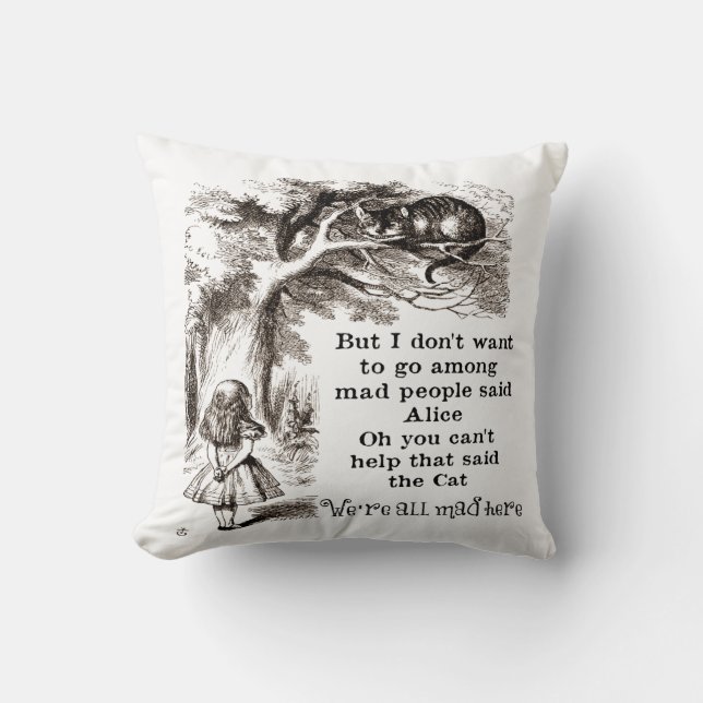Alice In Wonderland Cheshire Cat Custom Color Throw Pillow (Front)