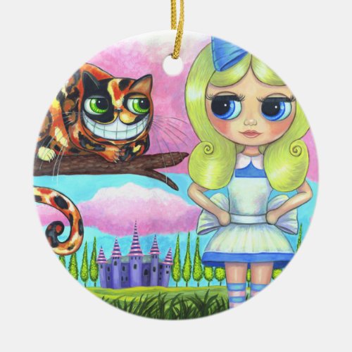 Alice in Wonderland Cheshire Cat Cute Ceramic Ornament