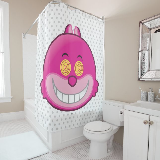 Alice in Wonderland | Cheshire Cat Emoji Shower Curtain (In Situ)