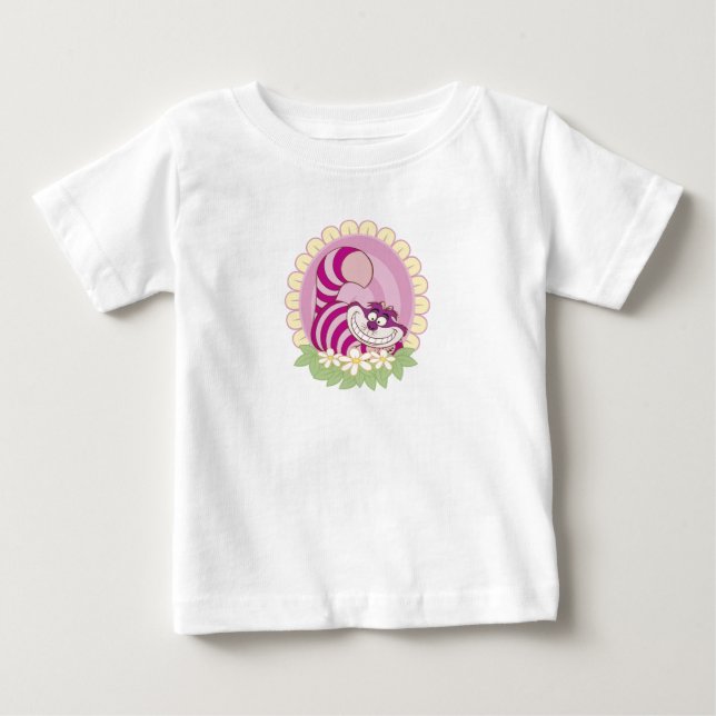 Alice in Wonderland Cheshire Cat grinning flowers Baby T-Shirt (Front)