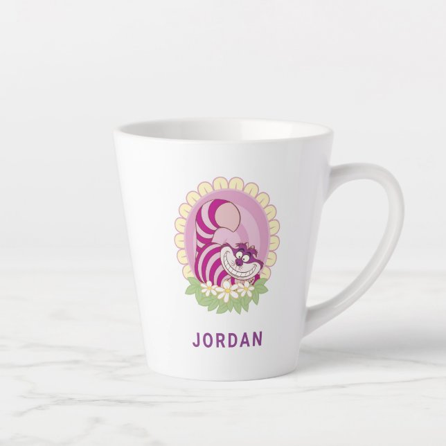 Alice in Wonderland Cheshire Cat grinning flowers Latte Mug (Right)