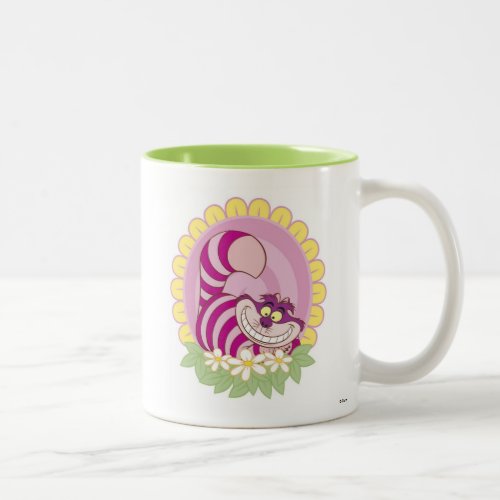 Alice in Wonderland Cheshire Cat grinning flowers Two_Tone Coffee Mug